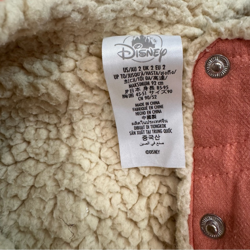 Disney Moana fleece Sherpa lined Embroidered Pink Jacket Sz 2T kids - Picture 4 of 8
